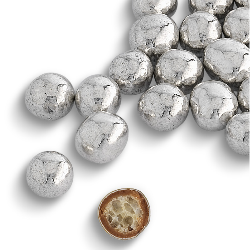 Obrázek k výrobku 23095 - Dekorácia čokoládové perly strieborné 50g