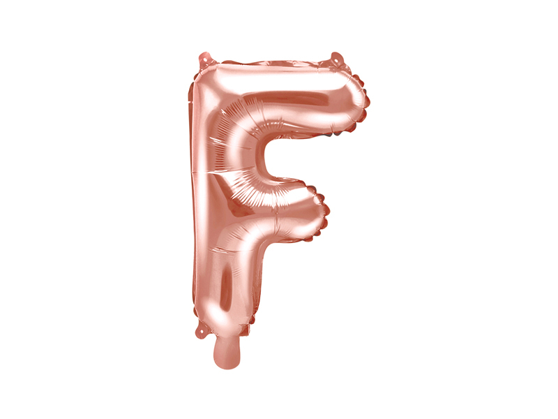 Obrázek k výrobku 21557 - PartyDeco Fóliový balón písmeno \"F\" ružové zlato (35 cm)