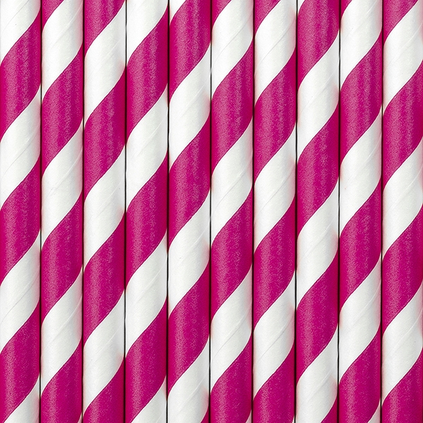 Obrázek k výrobku 15100 - PartyDeco Papírová brčka tmavě růžová (10 ks)