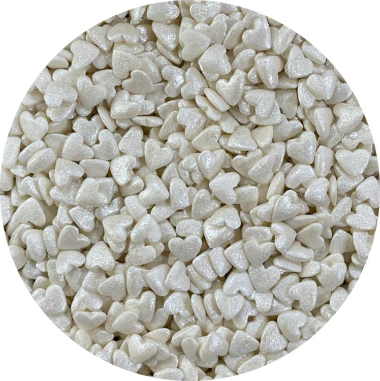 Obrázek k výrobku 25147 - 4Cake Cukrová srdíčka bílá perleťová (80 g)