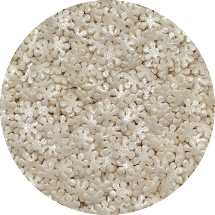 Obrázek k výrobku 25865 - 4Cake Cukrové snehové vločky biele perleťové (60 g)