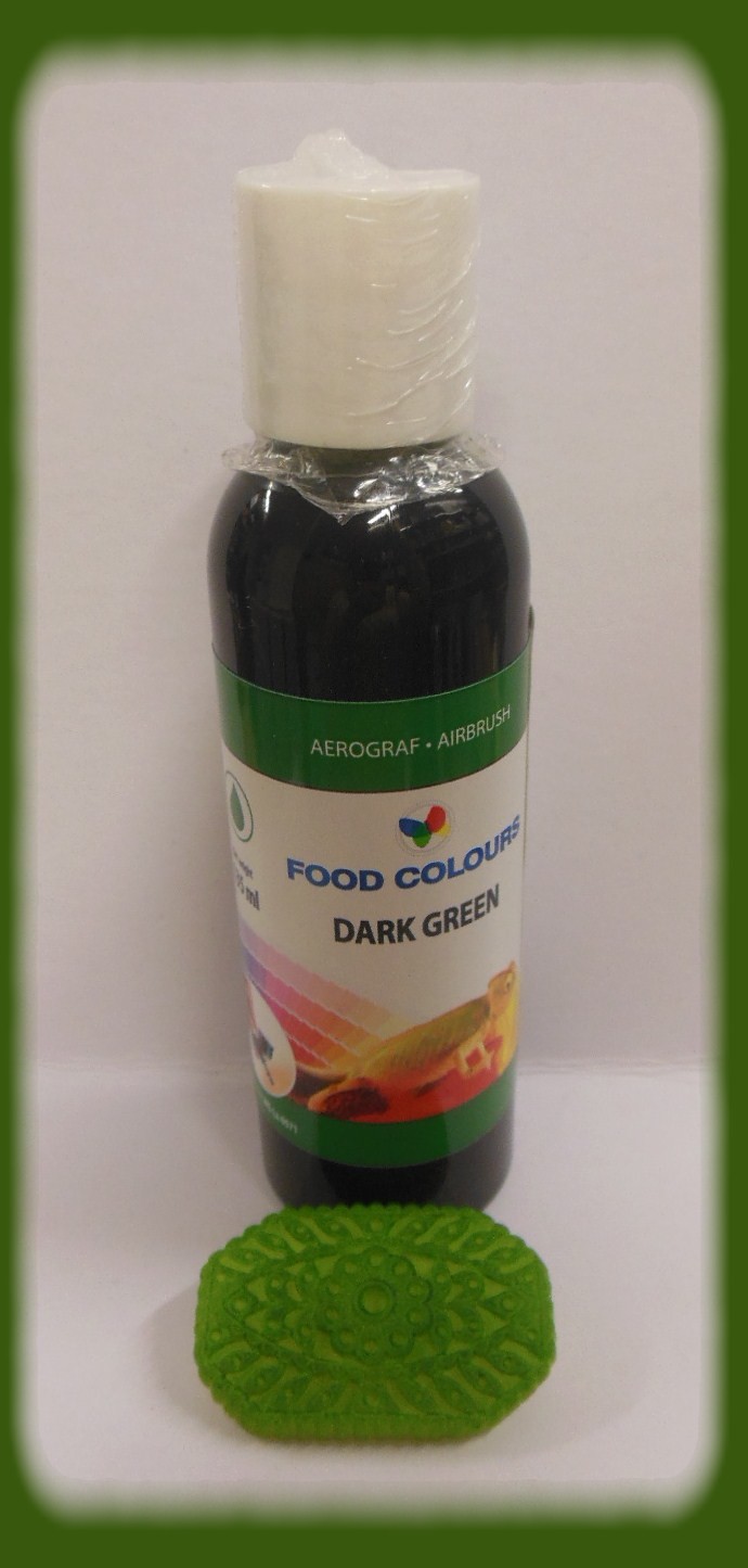 Obrázek k výrobku 16287 - Airbrush farba tekutá Food Colours Dark Green (135 ml) Tmavo zelená