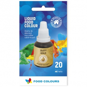Obrázek k výrobku 5962 - Airbrush perleťová barva tekutá Food Colours Gold (20 ml) Zlatá