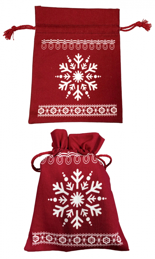 Obrázek k výrobku 20580 - Alvarak bavlnené darčekové vrecúško červené Vločka (1 ks)
