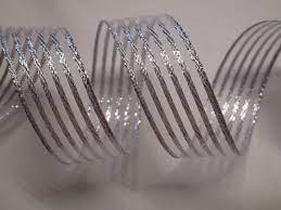 Obrázek k výrobku 21197 - Alvarak Darčeková  stuha Biela-strieborný pásik s drôtikom (3m)