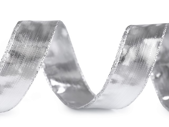 Obrázek k výrobku 21200 - Alvarak Darčeková  stuha Strieborná metalická s drôtikom (3m)
