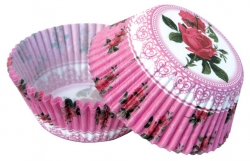 Obrázek k výrobku 17300 - Alvarak košíčky na muffiny  Ružové s ružami (50ks)