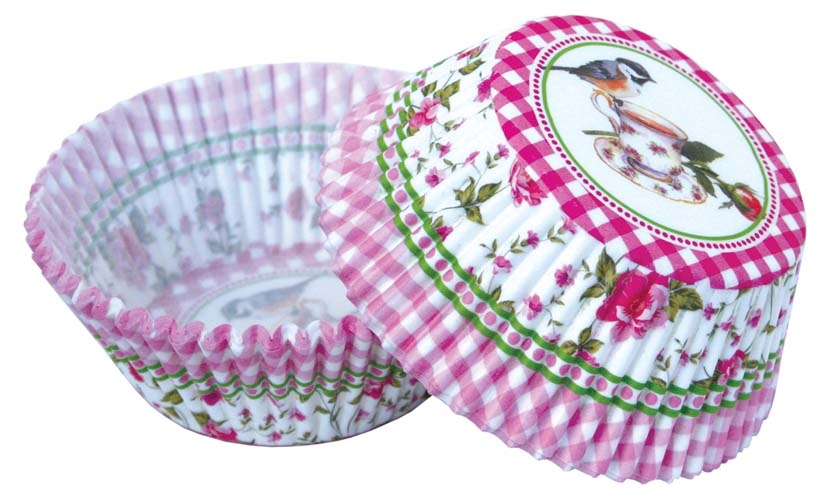 Obrázek k výrobku 17170 - Alvarak košíčky na muffiny  Sýkorka na šálke s ružami (50ks)
