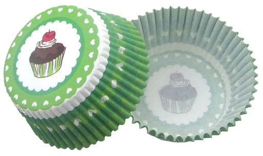 Obrázek k výrobku 17167 - Alvarak košíčky na muffiny Zelené s cupcakem 50ks