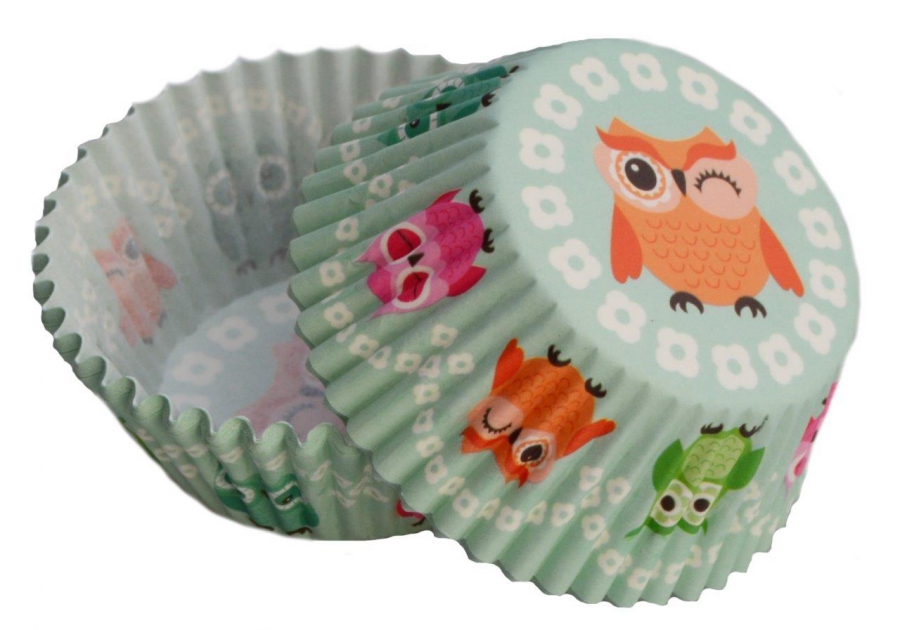 Obrázek k výrobku 21470 - Alvarak košíčky na muffiny Zelené s motívom sovy(50 ks)