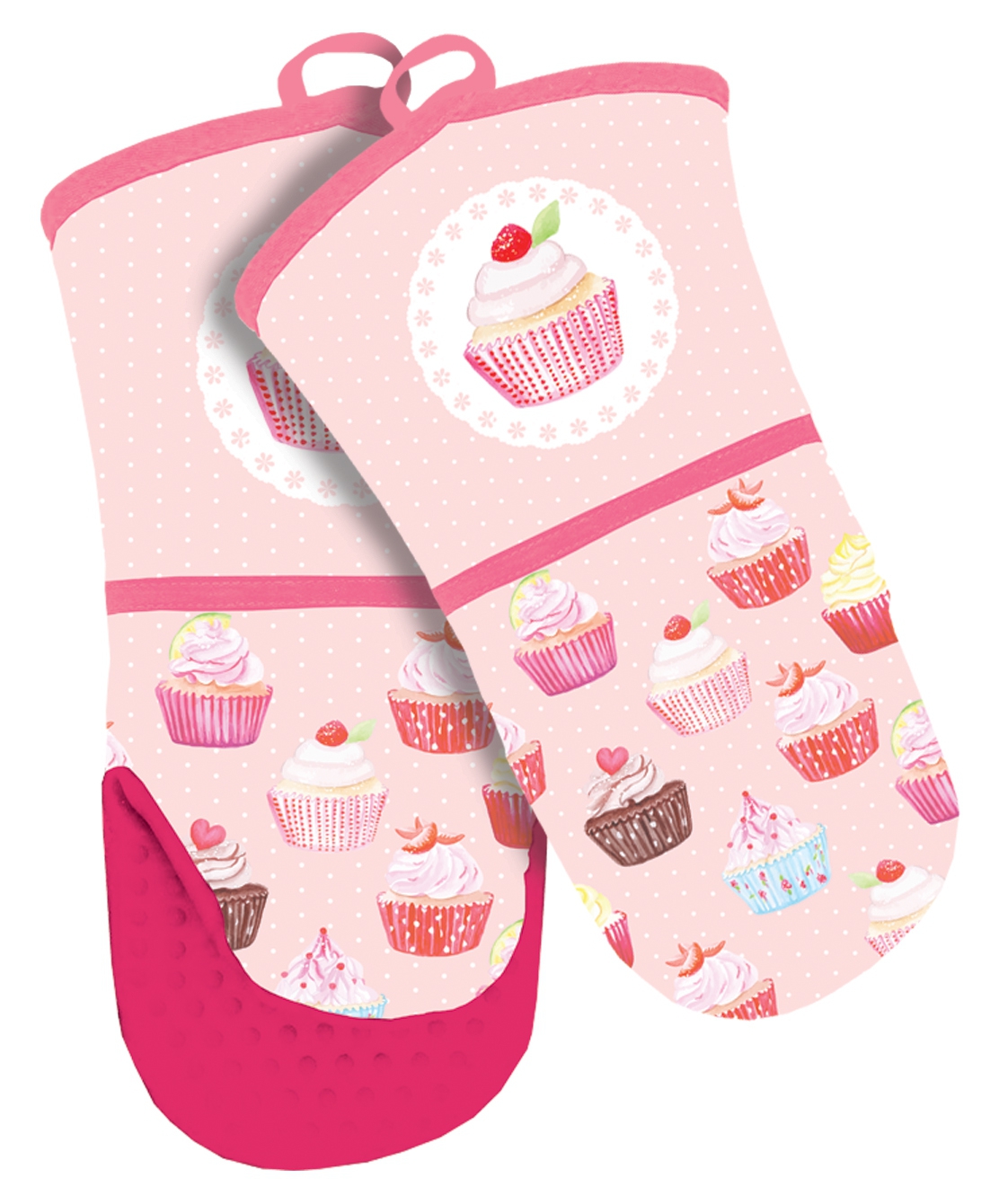 Obrázek k výrobku 20590 - Alvarak kuchyňská chňapka Cupcake ružová so silikónovou dlaňou