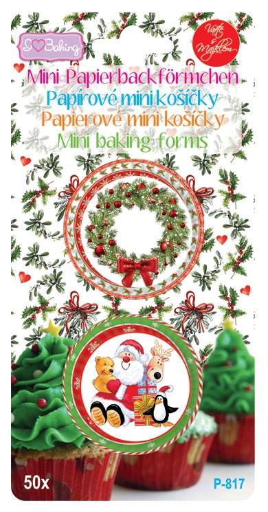 Obrázek k výrobku 22466 - Alvarak papierové košíčky na pralinky Santa a veniec  (50 ks)