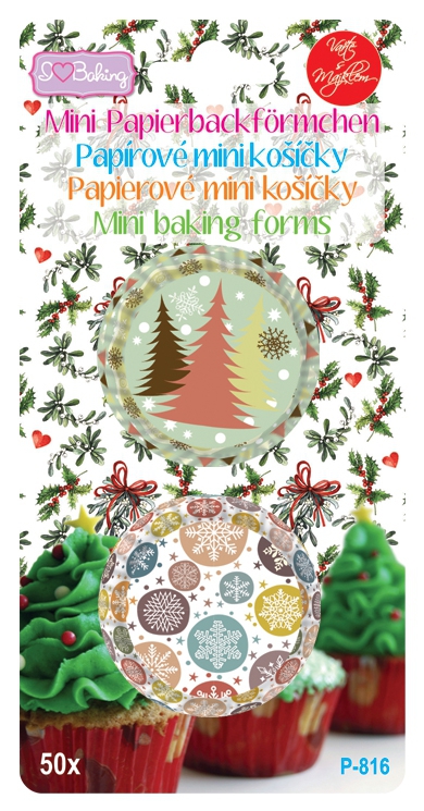 Obrázek k výrobku 22465 - Alvarak papierové košíčky na pralinky Vianočný stromček a vločky  (50 ks)