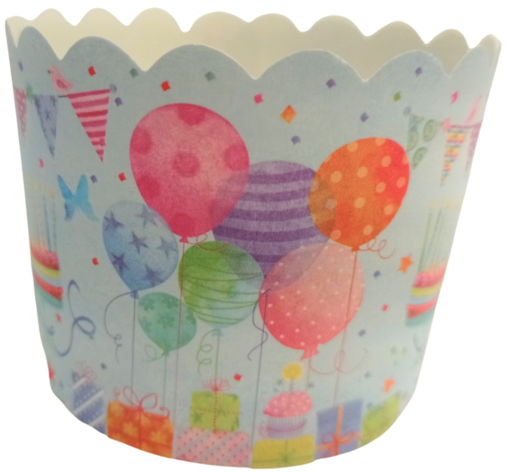Obrázek k výrobku 24278 - Alvarak pevné košíčky na muffiny z pevného kartónu modré s balónmi  (24 ks)