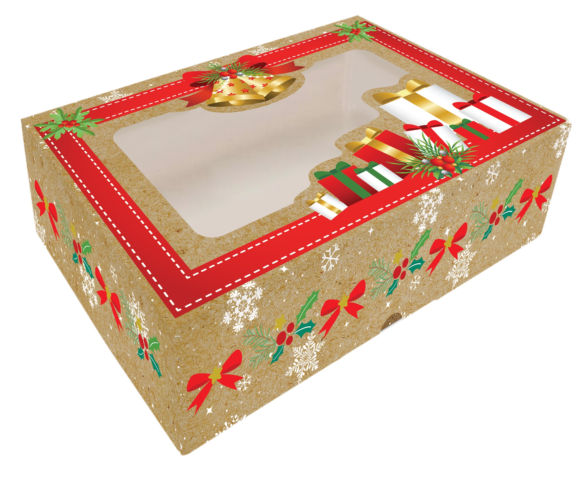 Obrázek k výrobku 24282 - Alvarak Vianočná darčeková skladacia krabička so skladacím oknom (22x15x5 cm)