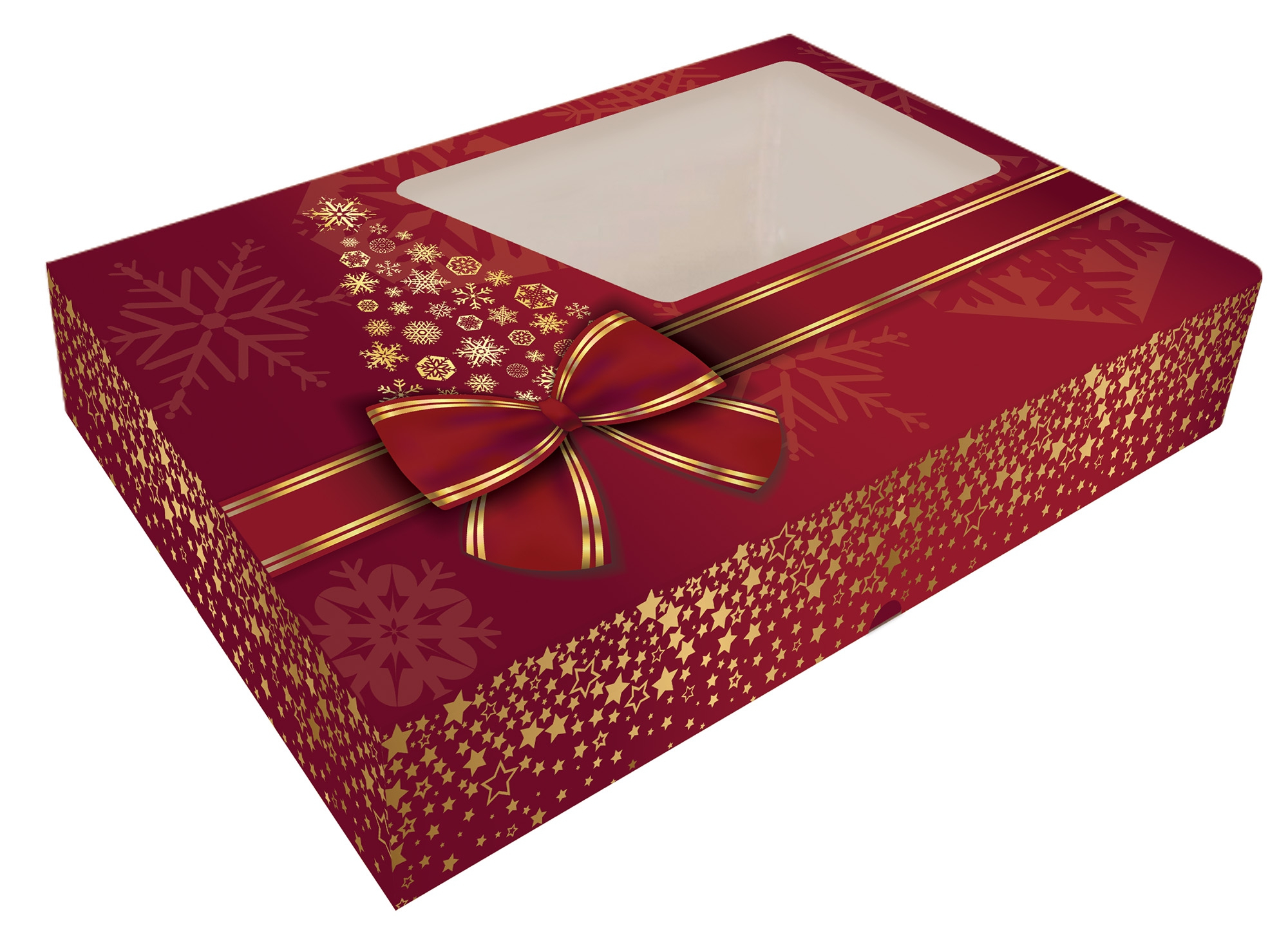 Obrázek k výrobku 24289 - Alvarak Vianočná darčeková skladacia krabička so skladacím oknom JUMBO  (36x22x5 cm)