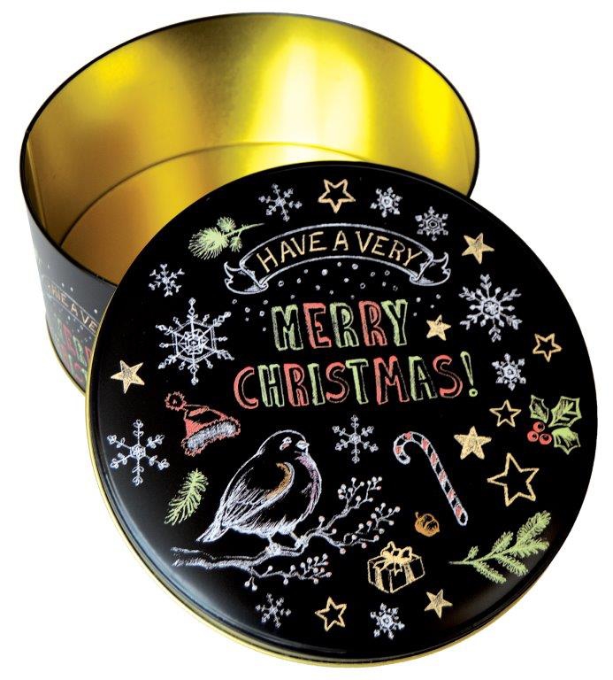 Obrázek k výrobku 21082 - Alvarak Vianočná plechová dóza čierna Merry christmas stredná BOX 2