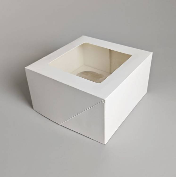 Obrázek k výrobku 26609 - Biela krabica s priehľadným vekom na 4ks muffinov(17,7x17,7x10cm)