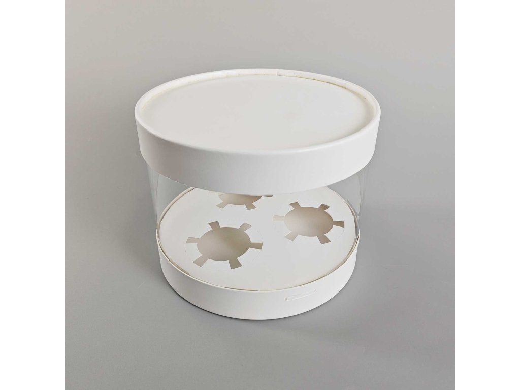 Obrázek k výrobku 25087 - Cake star Plastový okrúhly box na cupcakes alebo Bento tortu biely 1 poschodie (na 3ks)