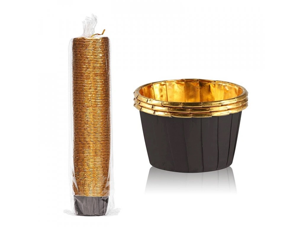 Obrázek k výrobku 25658 - Cake star Samonosné košíčky hnedo-zlaté 50ks