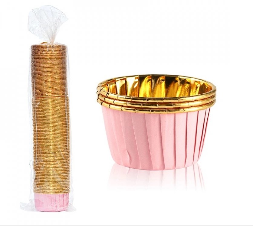 Obrázek k výrobku 25659 - Cake star Samonosné košíčky ružovo-zlaté 50ks