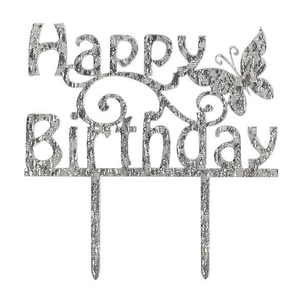 Obrázek k výrobku 19972 - Cake Star Zápich Happy Birthday strieborný