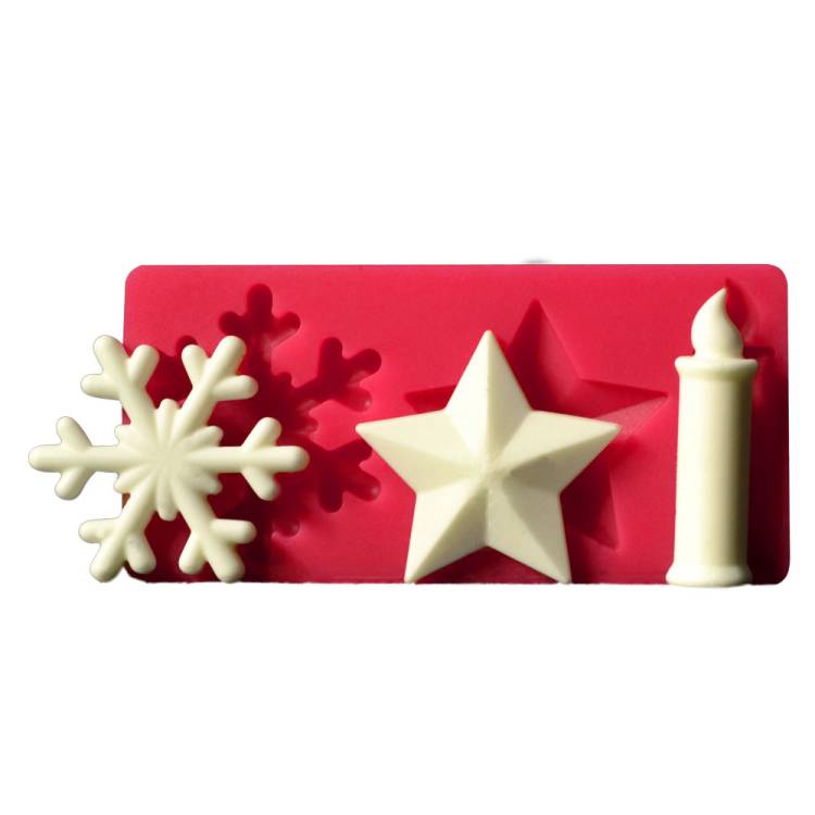 Obrázek k výrobku 24836 - Cesil Silikónová forma Snehová vločka, hviezda a sviečka