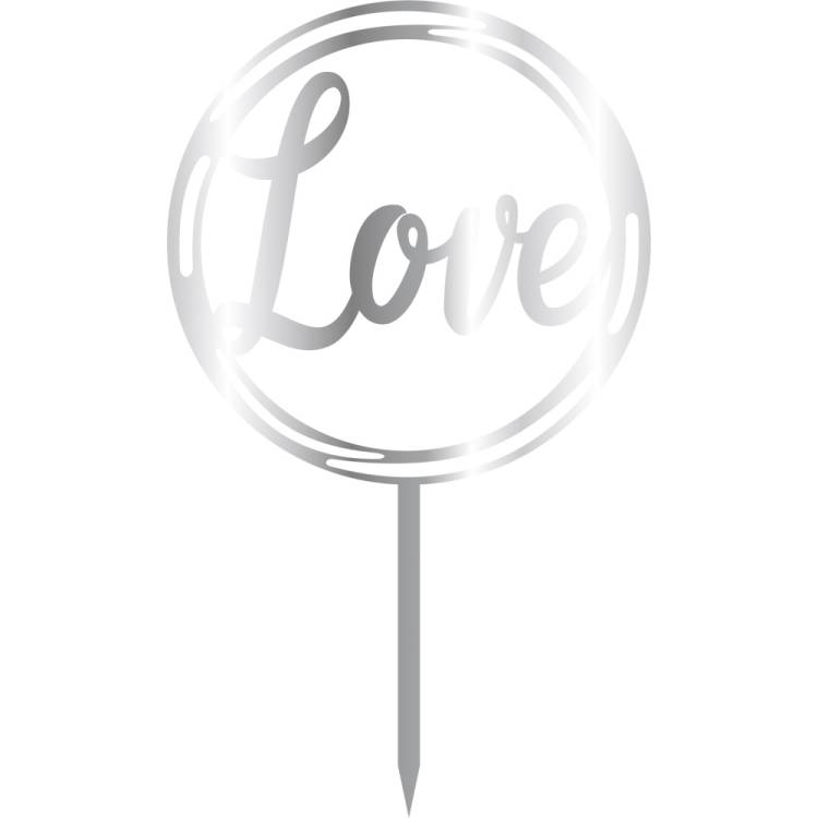 Obrázek k výrobku 24952 - Cesil Zapichovacia plastová dekorácia strieborná Love v kruhu (1ks)