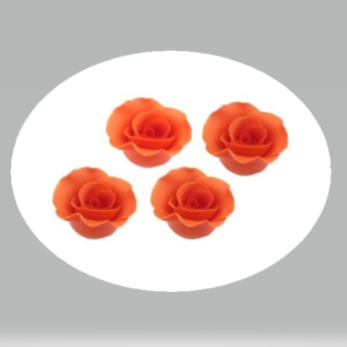 Obrázek k výrobku 19358 - Cukrová dekorácia Ruža stredná oranžová (4 ks)