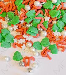 Obrázek k výrobku 21040 - Cukrový mix Vianoce črveno-zeleno-biely (50 g)