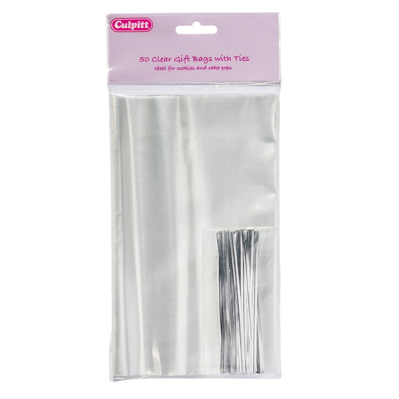 Obrázek k výrobku 13515 - Culpitt Celofánové sáčky se stříbrnými páskami 12 x 20 cm (50 ks)