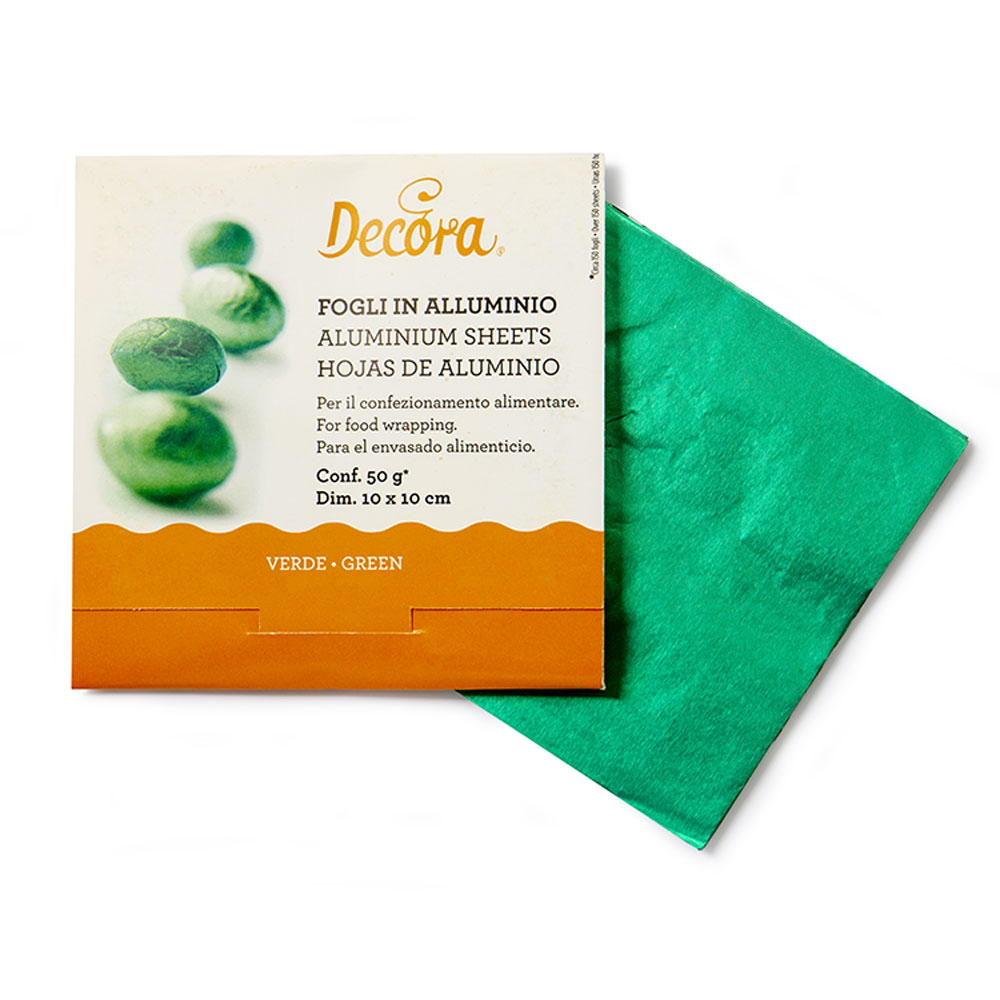 Obrázek k výrobku 22786 - Decora Hliníkové dekoračné obaly zelené 10 x 10 cm (150 ks)