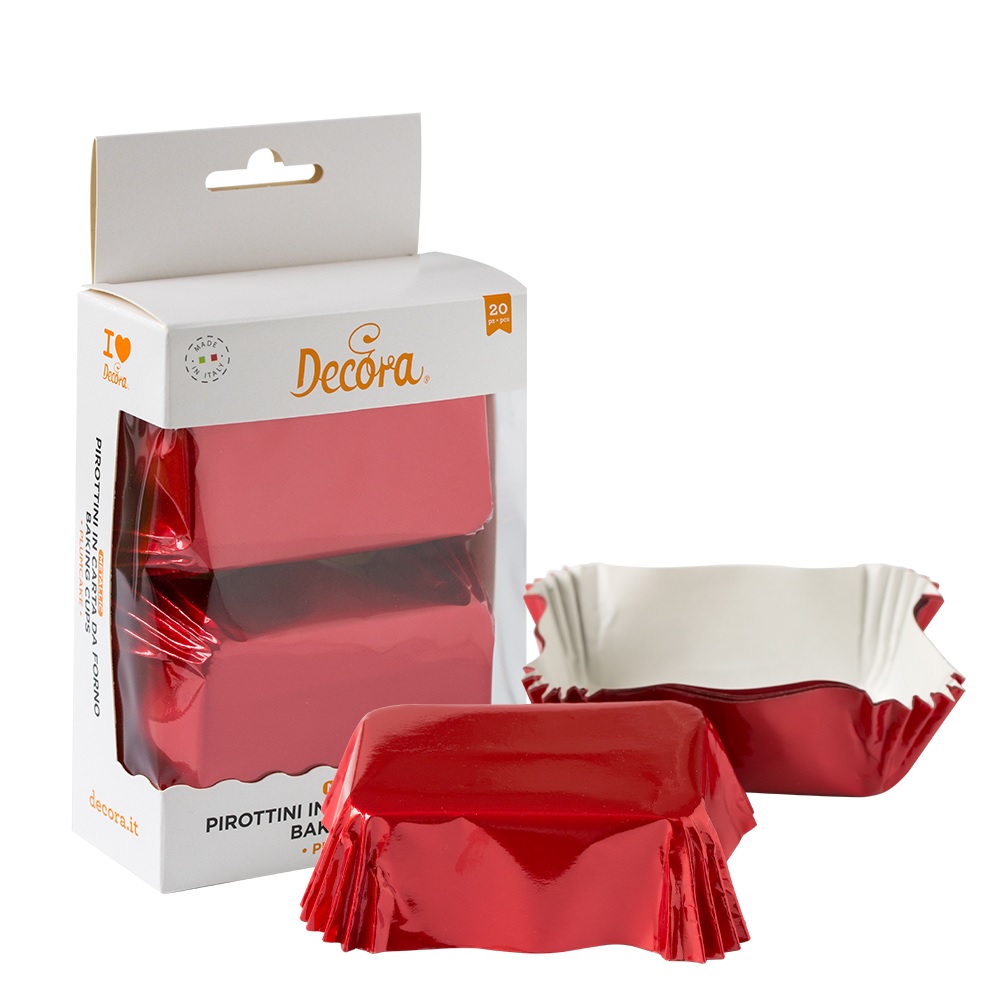 Obrázek k výrobku 24383 - Decora košíky na mini chlebíky metalicka červená (20ks)