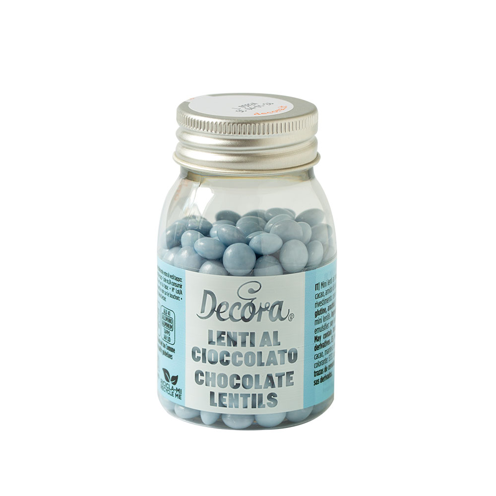 Obrázek k výrobku 26904 - Decora Mini šošovky z mliečnej čokolády tyrkysové