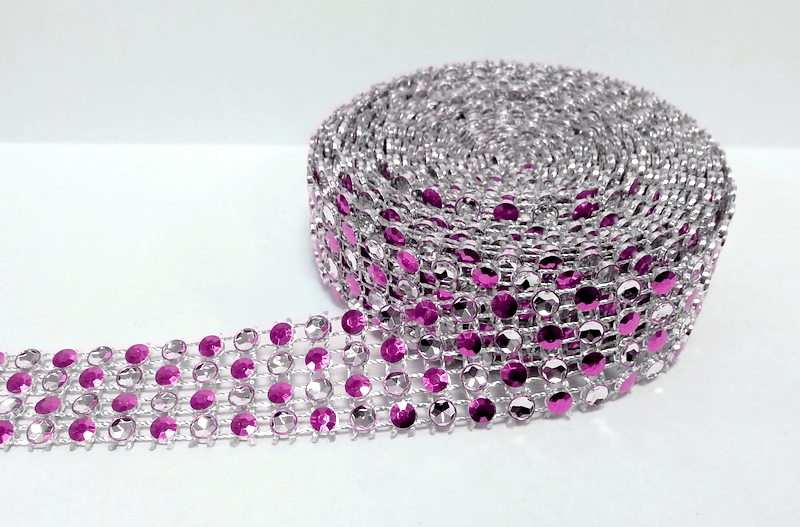 Obrázek k výrobku 16301 - Diamantový pás plastový ružovo-strieborný  2cm x 3m
