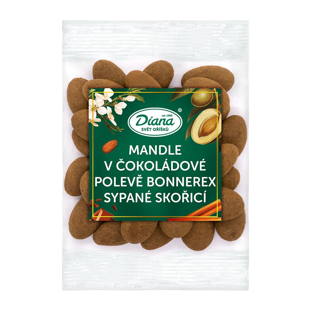 Obrázek k výrobku 20098 - Diana Mandle v čokoládovej poleve bonnerex sypané škoricou (100 g)