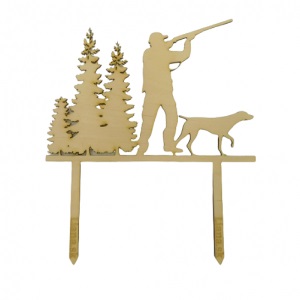 Obrázek k výrobku 22396 - Drevený zápich Poľovník so psom (1 ks)
