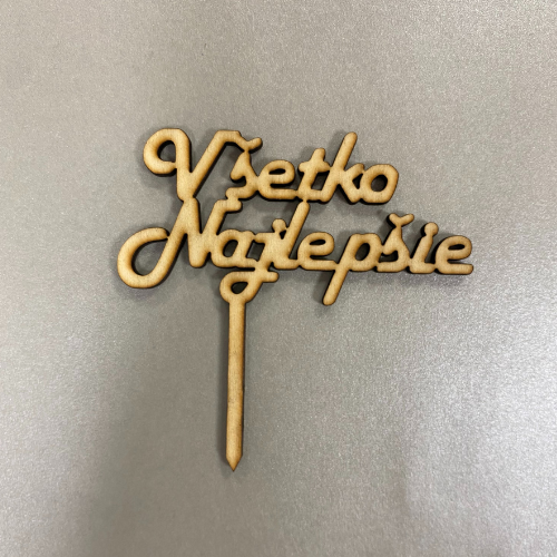 Obrázek k výrobku 25091 - Drevený zápich Všetko najlepšie čisté drevo (1ks)