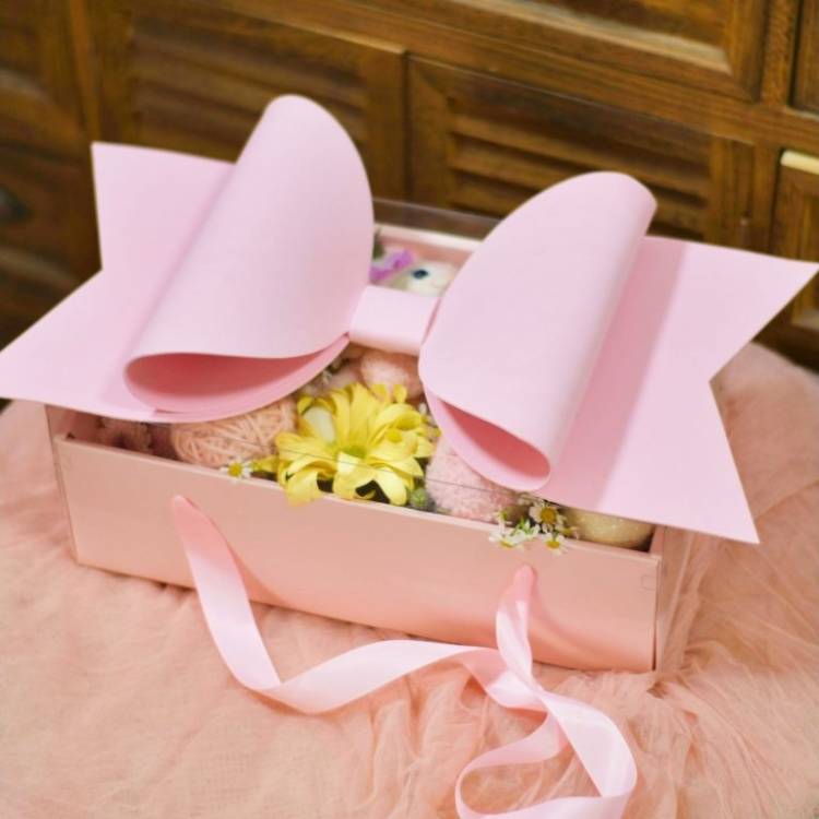 Obrázek k výrobku 26806 - Elegantný univerzálny box s mašľou ružový (35 x 21 x 16,5 cm)