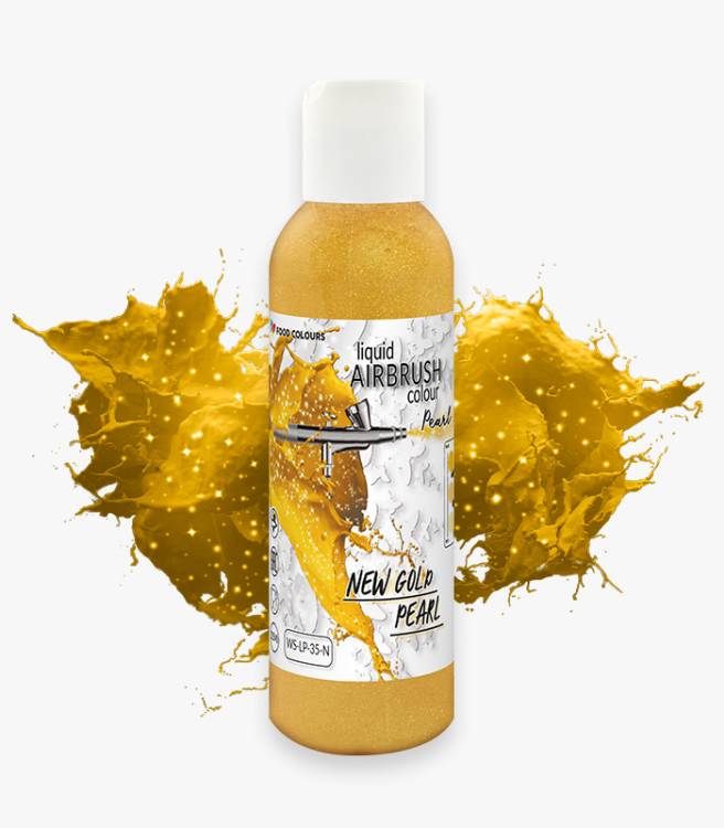 Obrázek k výrobku 26585 - Food Colours airbrush farba tekutá perleťová New Gold Pearl (135 ml)