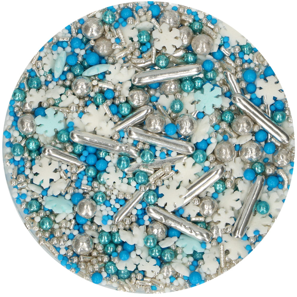 Obrázek k výrobku 19979 - FunCakes Cukrové snehové vločky a perly  biele a modré (65 g)