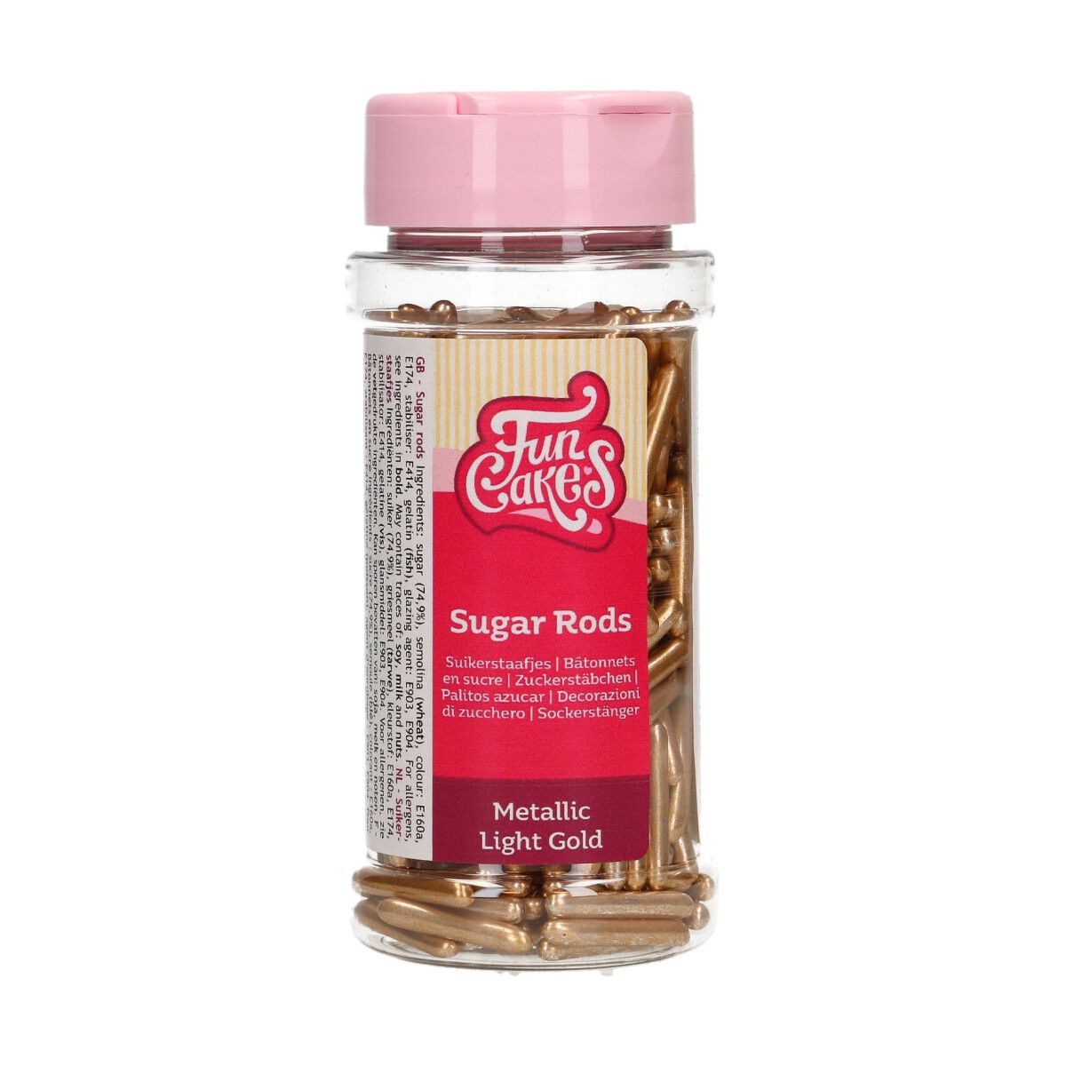 Obrázek k výrobku 26879 - FunCakes metalické cukrové tyčinky XL svetlo zlaté 70 g