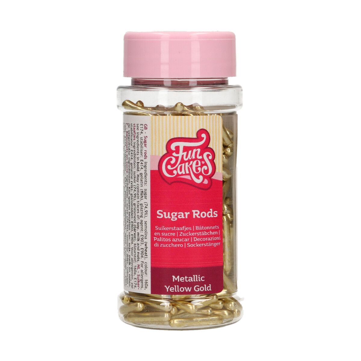 Obrázek k výrobku 26880 - FunCakes metalické cukrové tyčinky XL žlté zlato 70 g