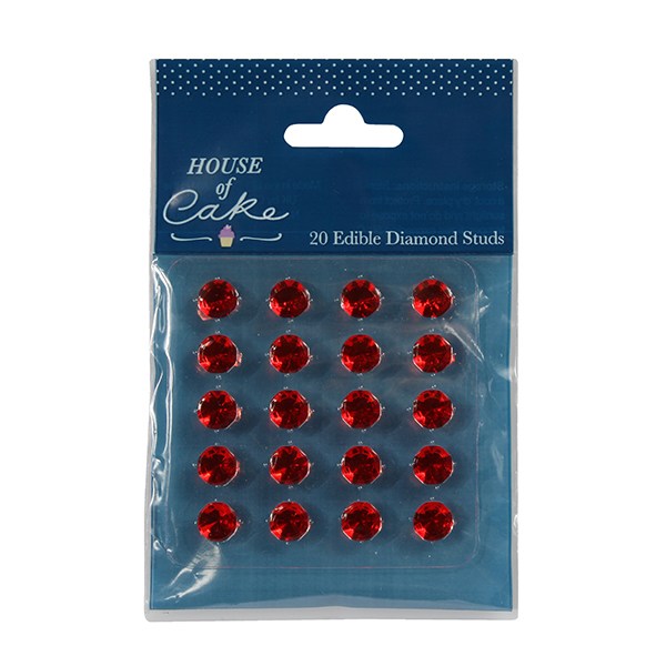 Obrázek k výrobku House of Cake Jedlé diamanty červené 10 mm (20 ks)