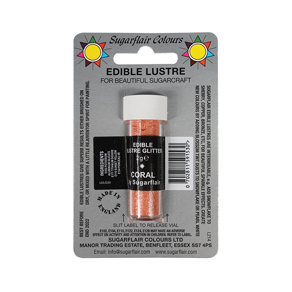 Obrázek k výrobku Jedlá prachová glitterová barva Sugarflair (2 g) Coral