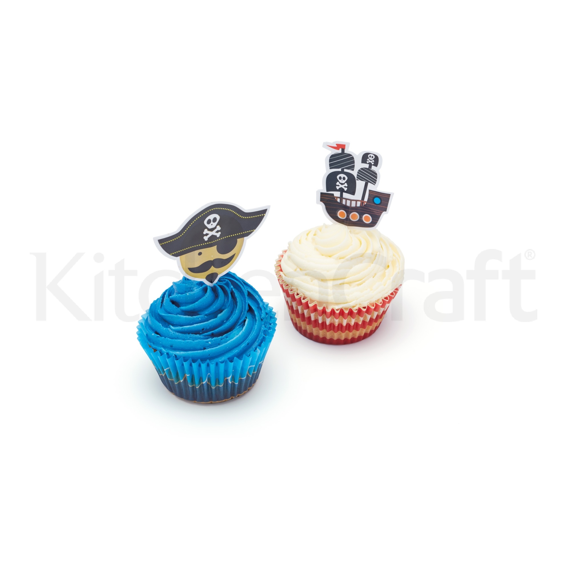 Obrázek k výrobku 16960 - Kitchen Craft košíčky na muffiny so špáratkami Piráti (24+24 ks)