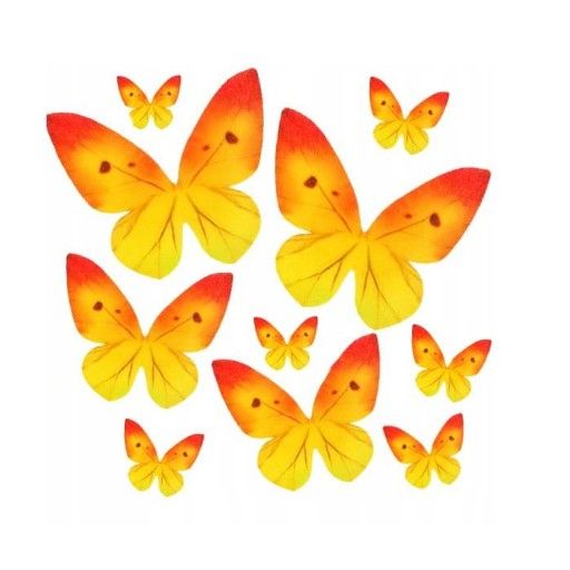 Obrázek k výrobku 20496 - Liana Oblátkový motýl žlto-červený -rôzne rozmery (3 ks)