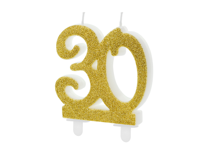 Obrázek k výrobku 21755 - Narodeninová sviečka \"30\" zlatá (7,5 cm)