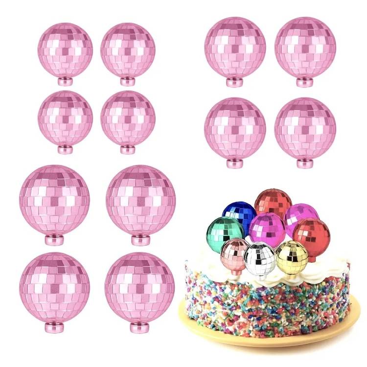 Obrázek k výrobku 27153 - Nejedlá dekorácia Disko gule ružovej rôzne veľkosti (12 ks)