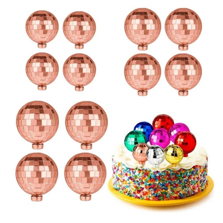 Obrázek k výrobku 27155 - Nejedlá dekorácia Disko gule ružovo-zlaté rôzne veľkosti (12 ks)